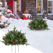 Pre-lit Christmas Tree, Frosted Urn Filler with Battery Operated 50 LED Lights, Small Christmas Trees Outdoor for Porch and Pathway